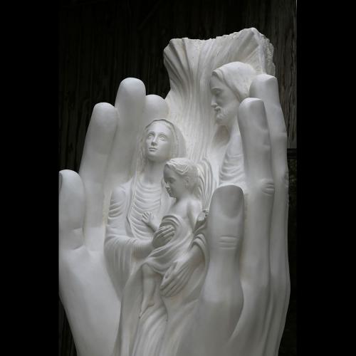 Sainte Famille  (détail) sculpture de Maria de Faykod